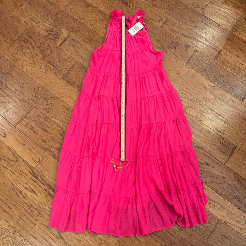 Entro Fuchsia Tiered Halter Flowy Maxi Dress Lined Women Size Large NWT - Picture 16 of 16